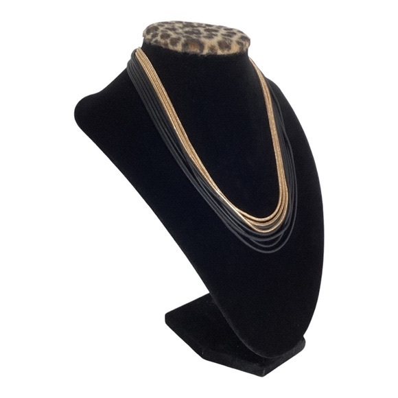 Anna & Ava Multi Layered Black And Gold Round Snake Chain Necklace - Picture 9 of 11